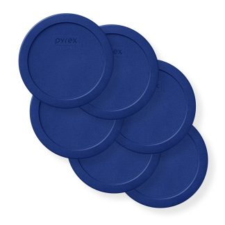 Pyrex Pyrex® 4-cup Round Dark Blue Plastic Lids, 6-pack