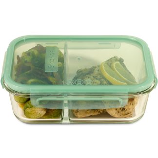 Pyrex Snapware® MealBox™ 5.8-cup Divided Glass Food Storage Container with Blue Lid