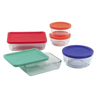 Pyrex Pyrex® Simply Store® 10-piece Glass Food Storage Container Set with Assorted Colored Lids